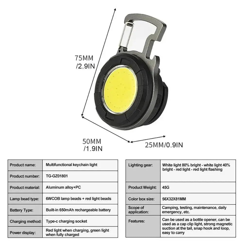 Mini COB Keychain Flashlight With Bottle Opener Rechargeable