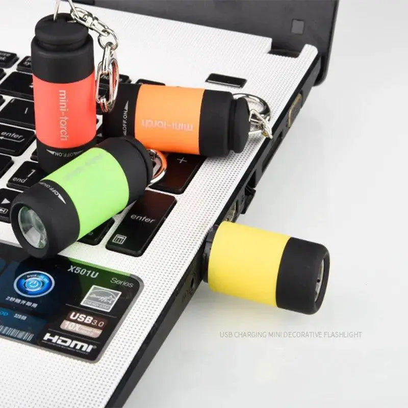 Mini LED Keychain Flashlight Compact USB Rechargeable Torch
