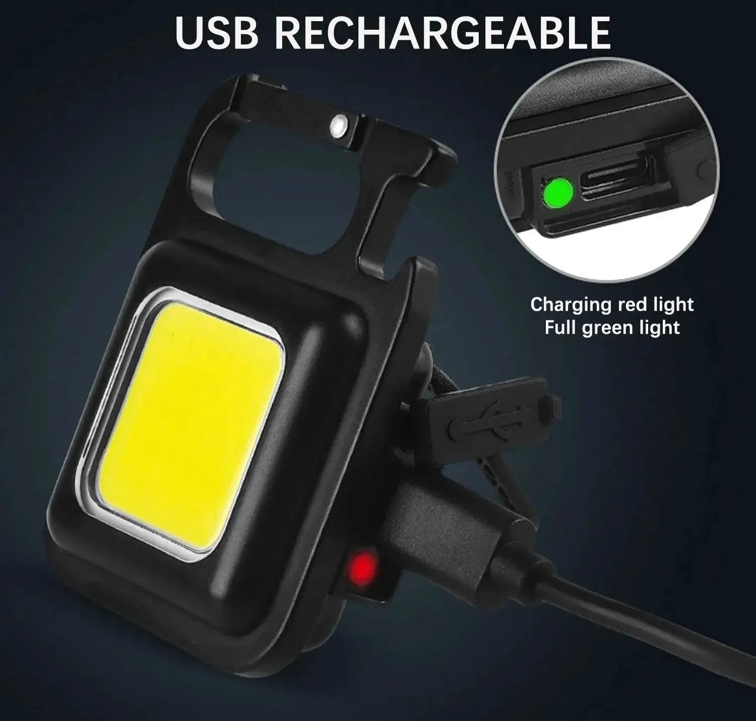 Mini LED Keychain Flashlight USB Rechargeable Work Light