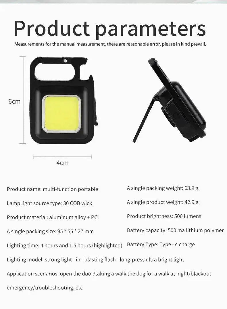 Mini LED Keychain Flashlight USB Rechargeable Work Light
