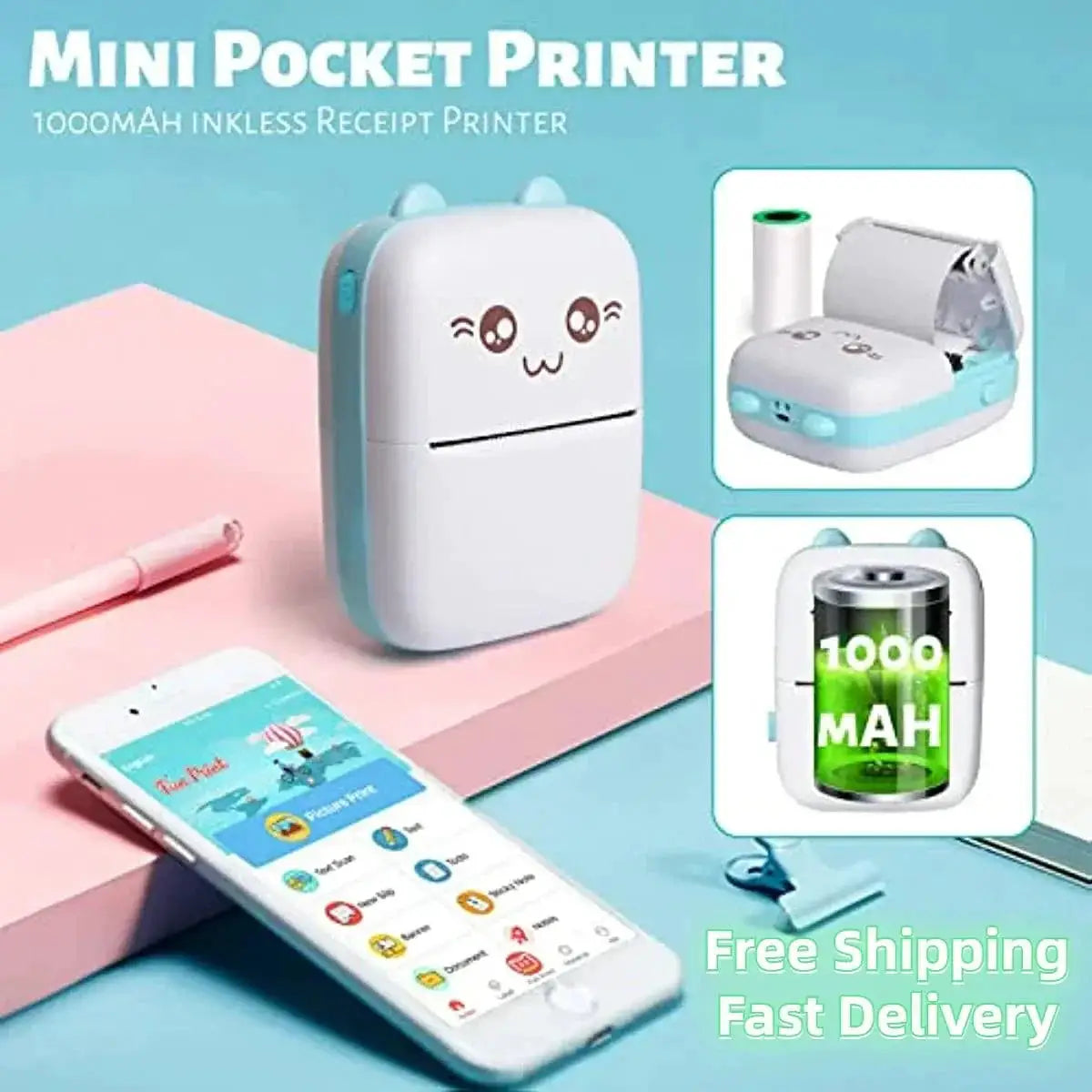 Mini Pocket Printer Portable Wireless Thermal Photo Printer