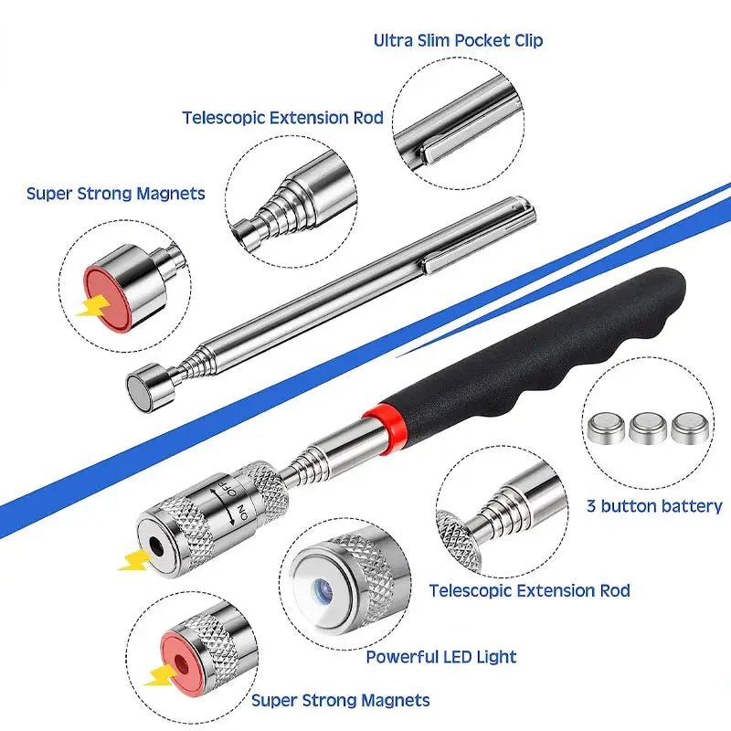 Mini Telescopic Magnetic Pickup Tool Extendable Pen For Car Repairs Grabs Nuts