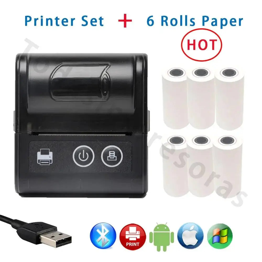 Mini Bluetooth Thermal Printer Portable For Receipts