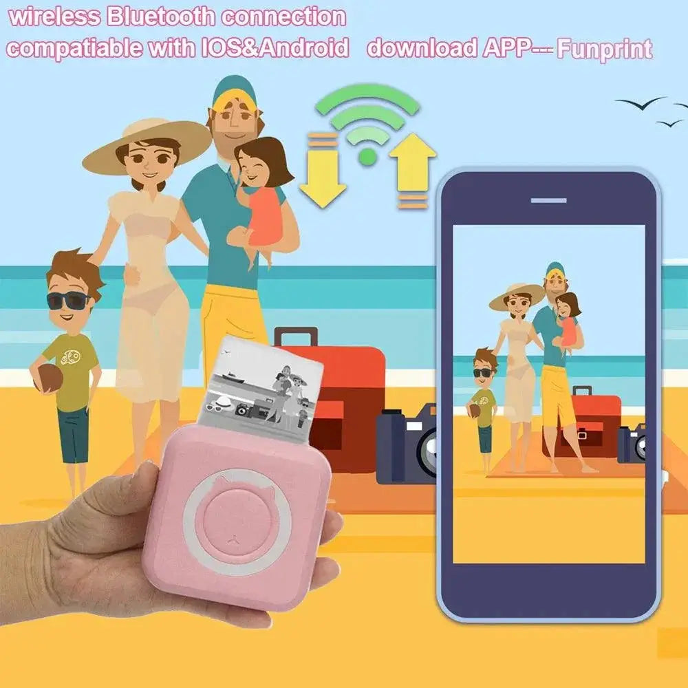 Mini Thermal Printer Wireless Photo Label Memo Printing