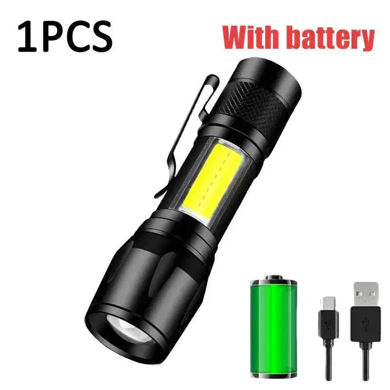 Mini Torch LED Flashlight for Outdoor Use Rechargeable