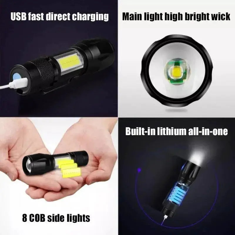 Mini Torch LED Flashlight for Outdoor Use Rechargeable