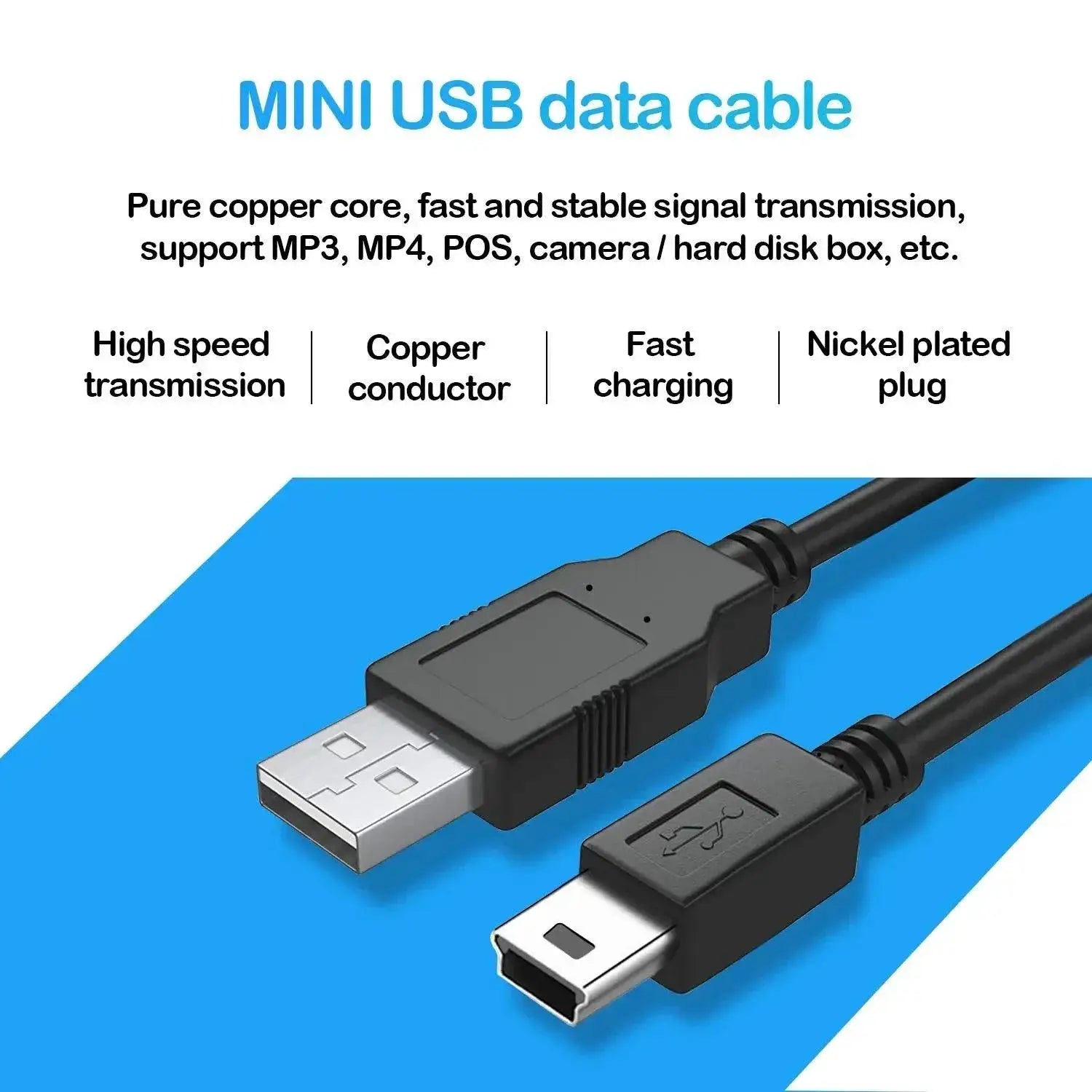 Mini USB Cable Versatile High Speed Data Charger MP3 MP4