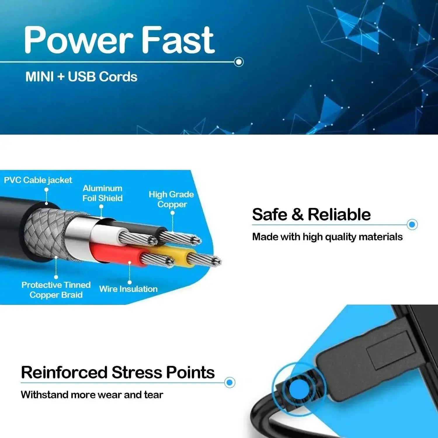 Mini USB Cable Versatile High Speed Data Charger MP3 MP4