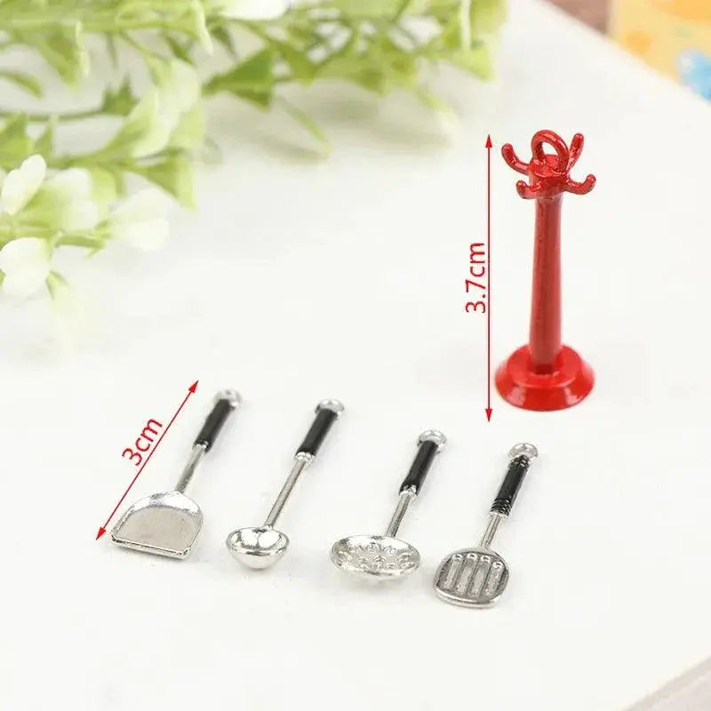 Miniature Dollhouse Cooking Utensils Set Metal Kitchen