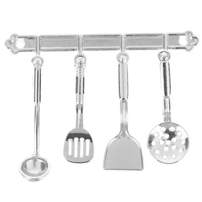 Miniature Dollhouse Cooking Utensils Set Metal Kitchen