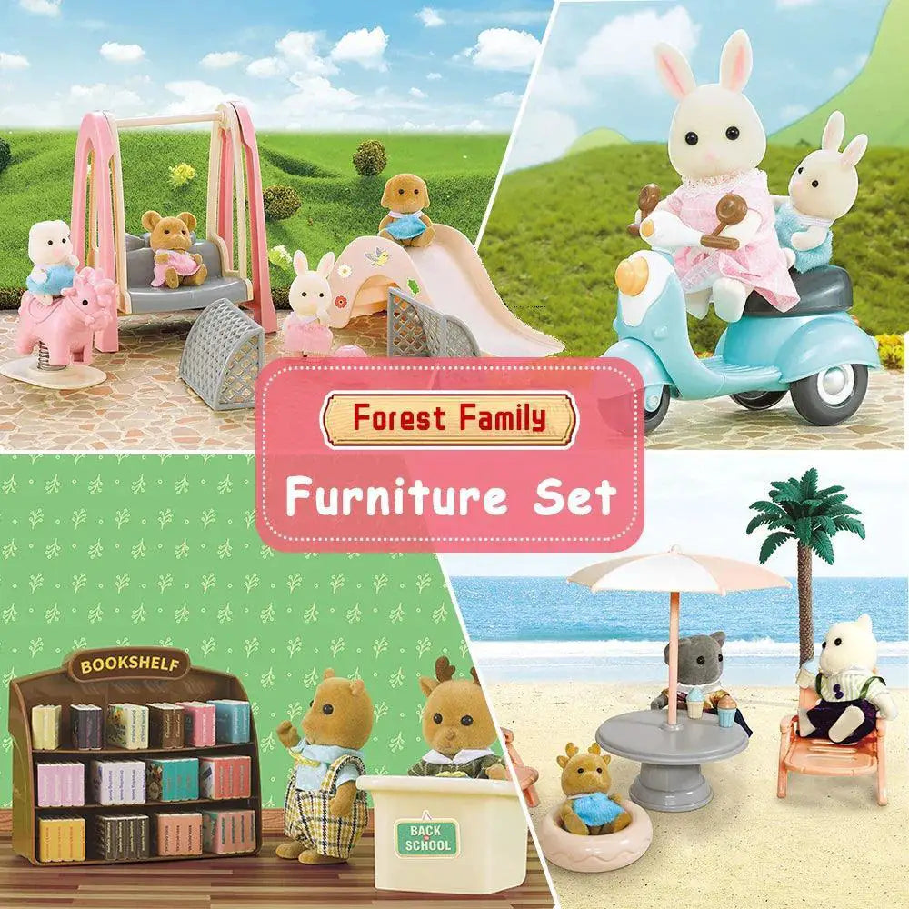 Miniature Forest Family Kitchen Toy Set For Imaginative Play