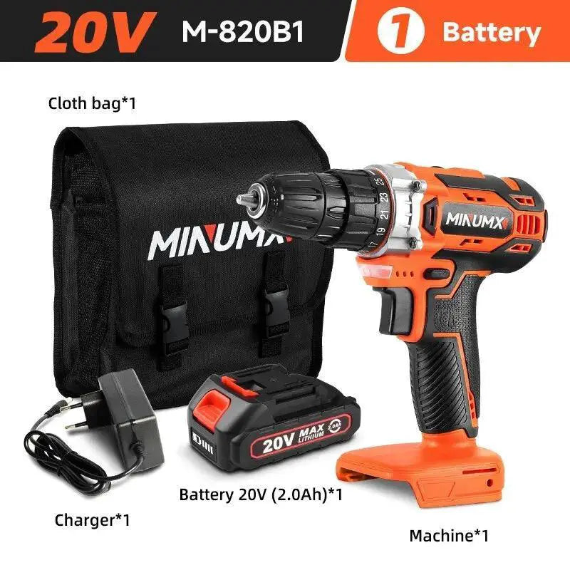 MINUMX 20V Cordless Electric Screwdriver With LED Light