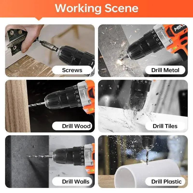MINUMX 20V Cordless Electric Screwdriver With LED Light