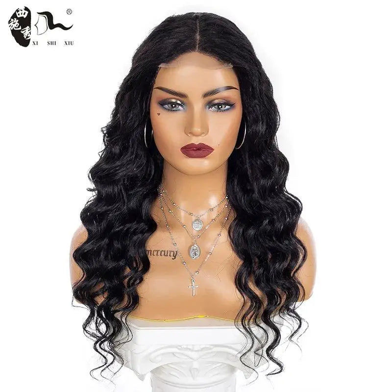 Mixed Human Hair Loose Wave Kinky Lace Wig Chic Glamour 20In