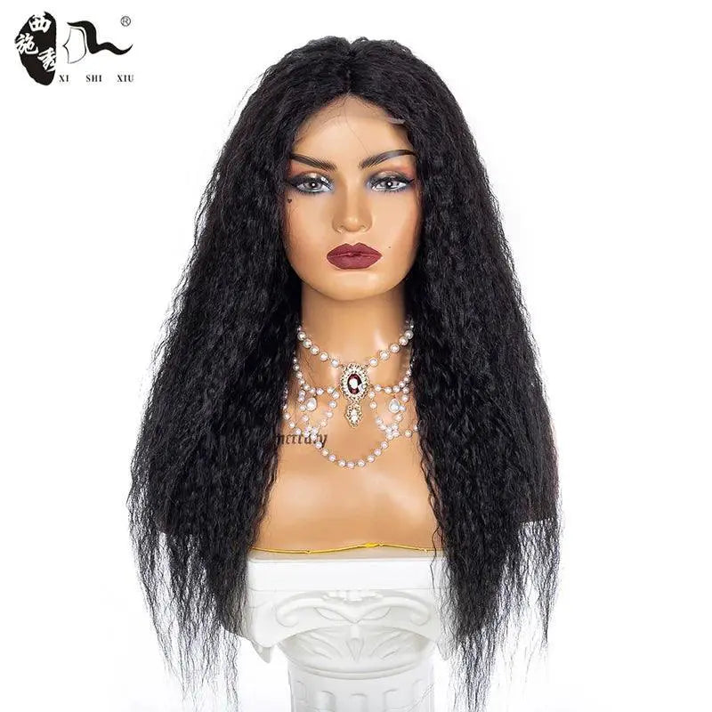 Mixed Human Hair Loose Wave Kinky Lace Wig Chic Glamour 20In