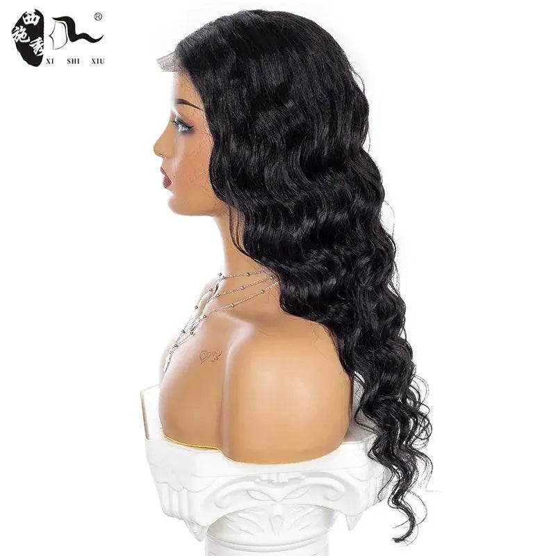 Mixed Human Hair Loose Wave Kinky Lace Wig Chic Glamour 20In
