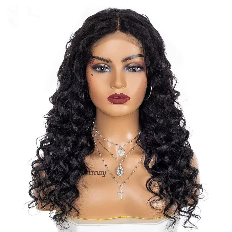 Mixed Human Hair Loose Wave Kinky Lace Wig Chic Glamour 20In