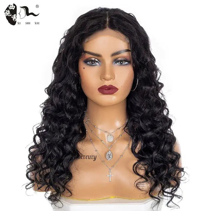 Mixed Human Hair Loose Wave Kinky Lace Wig Chic Glamour 20In