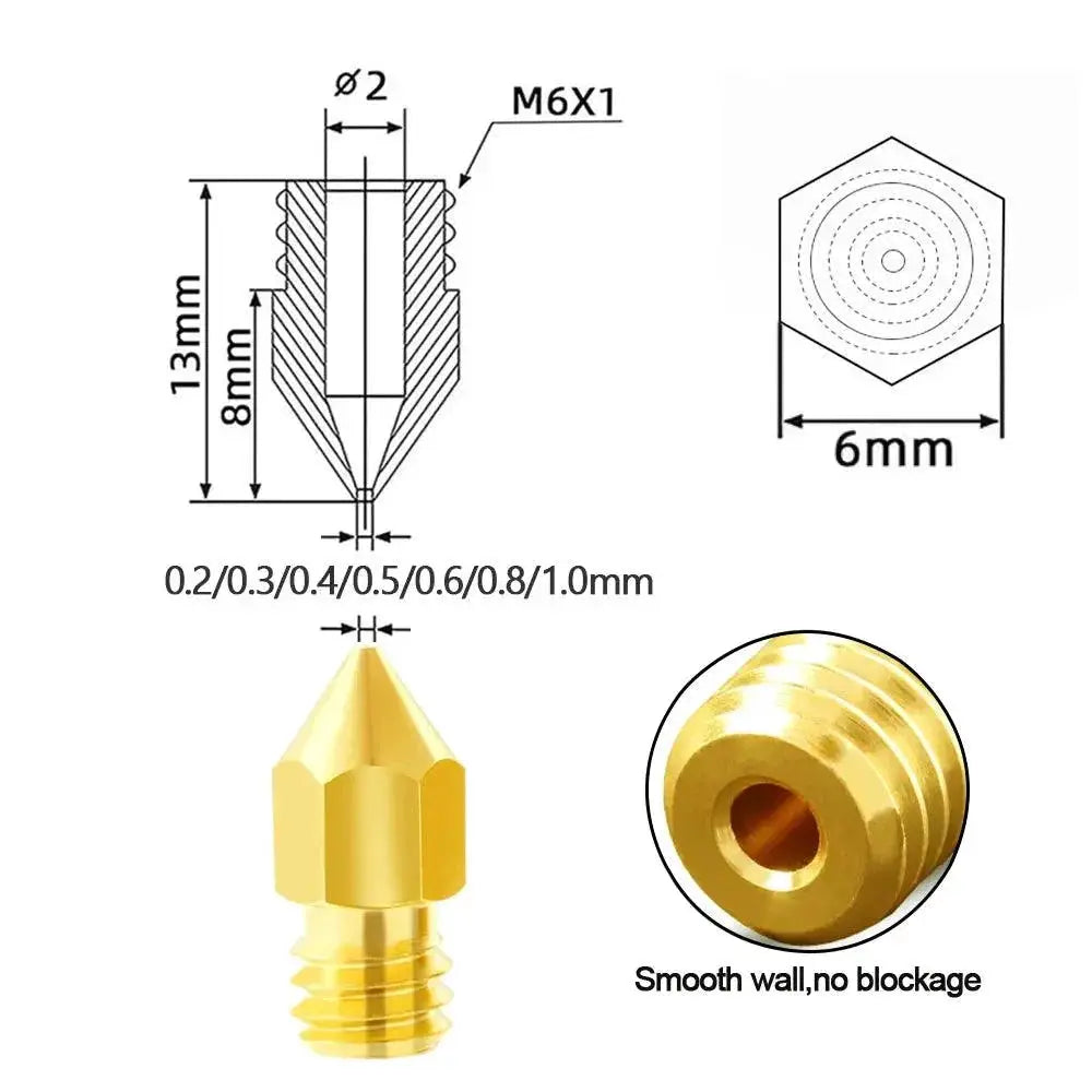 MK8 Brass Nozzle Set For 3D Printing Precision Upgrade