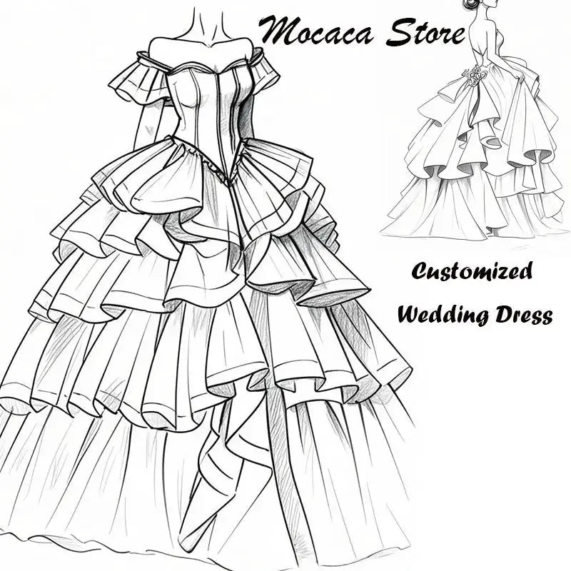 Mocaca White Tulle Wedding Dress With Lace Trim Corset Builtin Bra Dreamy Cape