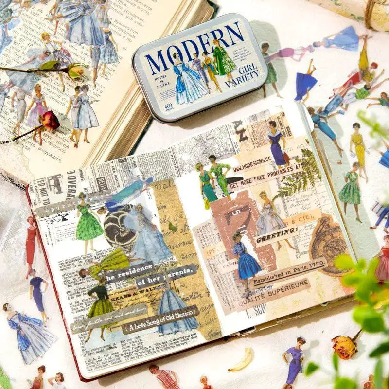 Modern Girl Vintage Stickers Enhance DIY Creativity Flair