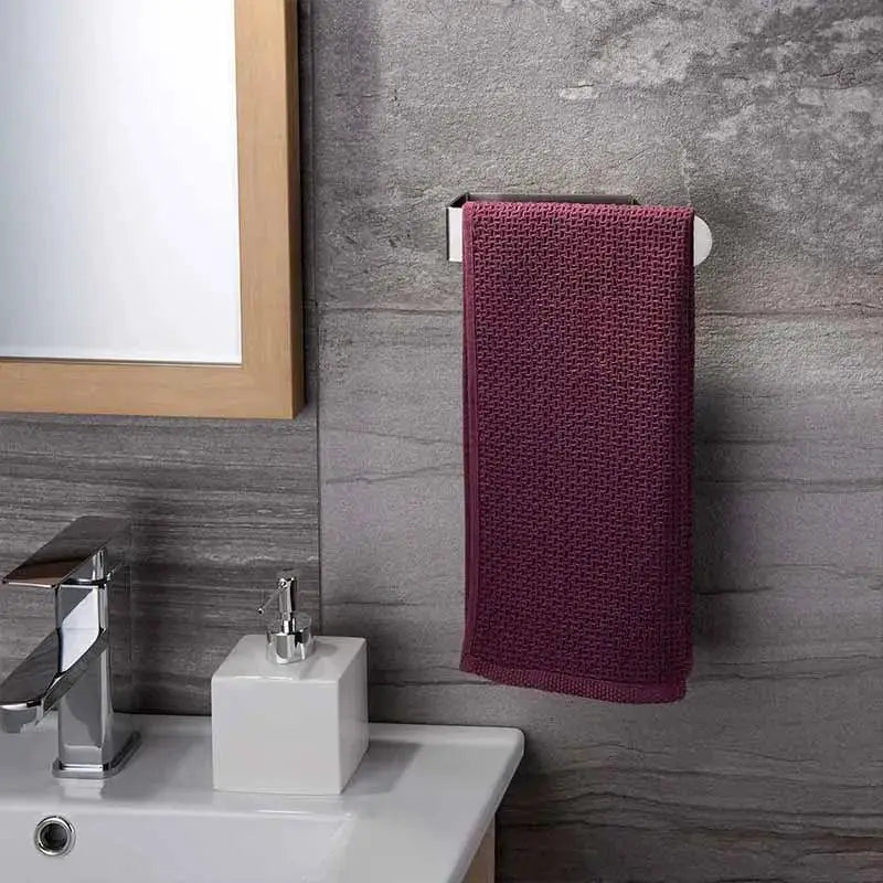 Matte Black Stainless Steel Towel Ring Adhesive Installation