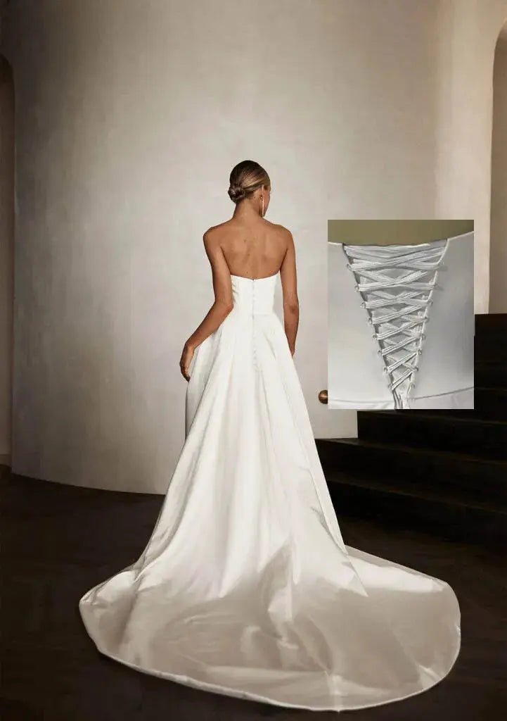 Modern Mermaid Two Piece Boho Bridal Gown Front Slit With Sweep Train Glam