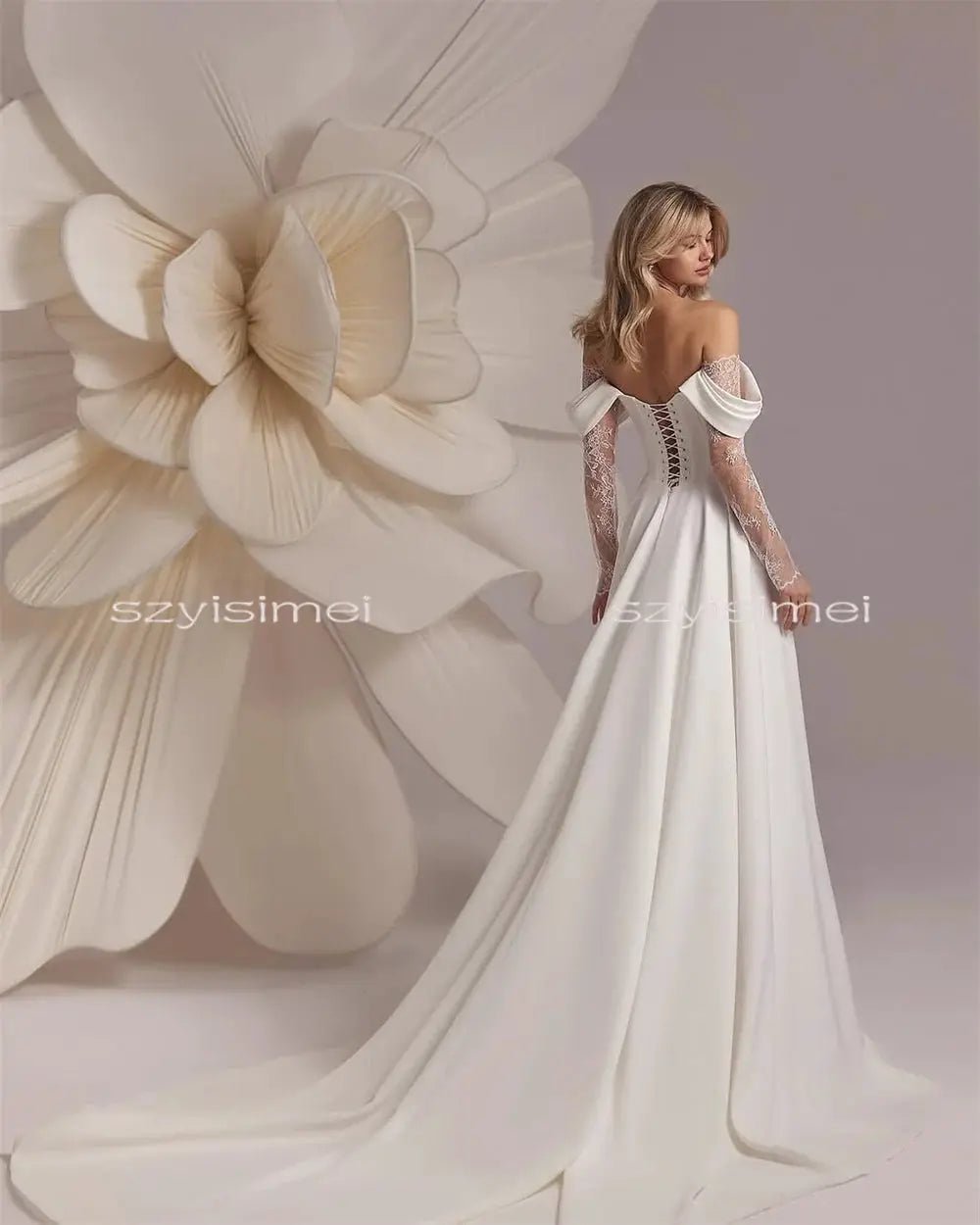 Modern Off Shoulder Wedding Dress A Line Bridal Gown Custom Size Timeless Look