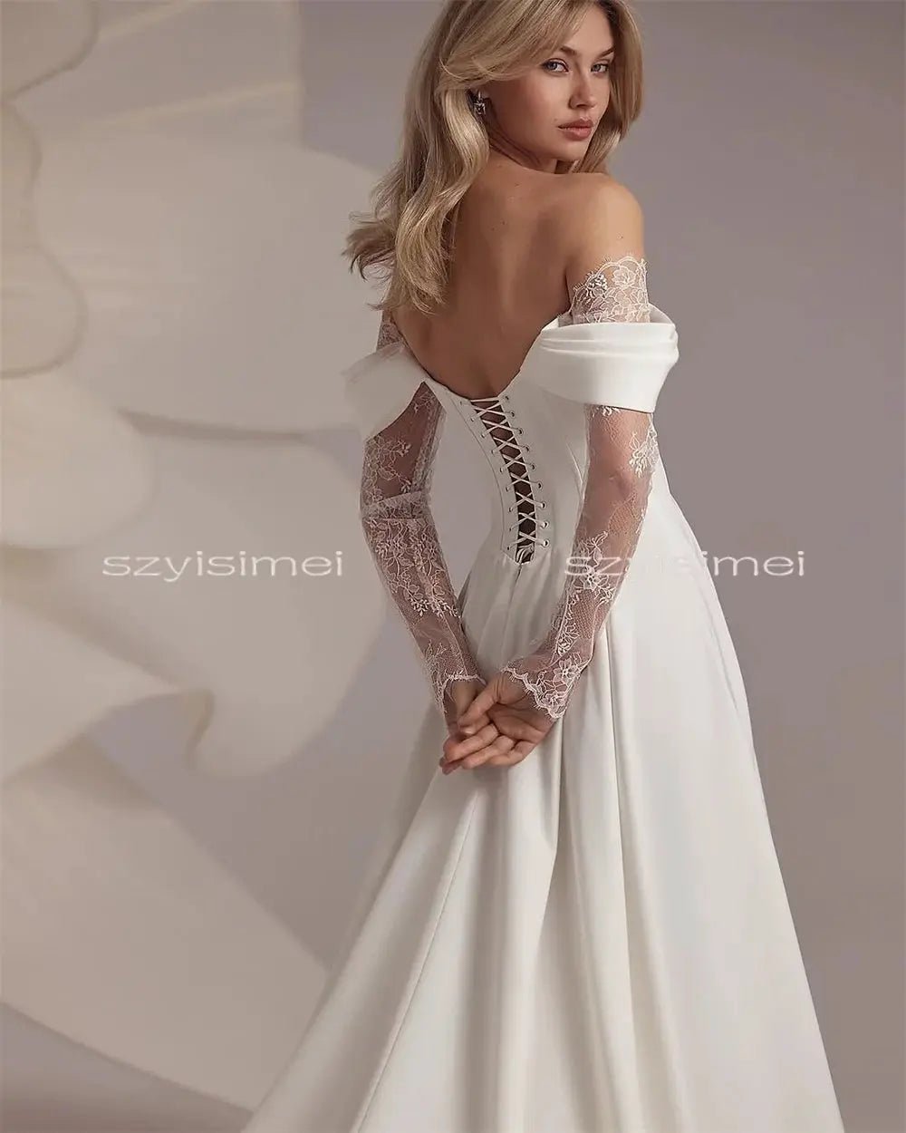 Modern Off Shoulder Wedding Dress A Line Bridal Gown Custom Size Timeless Look