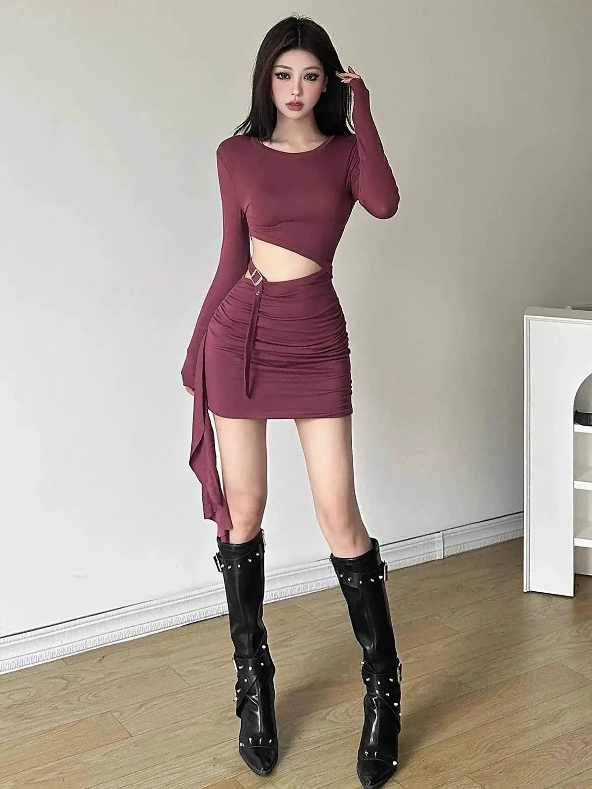 Modern Women's Hollow Out Slim Dress Chic Style Comfort