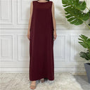 Modest Abaya Femme Elegant Sleeveless Muslim Dress Sizes S to 2XL