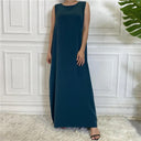 Modest Abaya Femme Elegant Sleeveless Muslim Dress Sizes S to 2XL