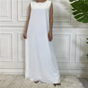 Modest Abaya Femme Elegant Sleeveless Muslim Dress Sizes S to 2XL
