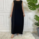 Modest Abaya Femme Elegant Sleeveless Muslim Dress Sizes S to 2XL