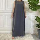 Modest Abaya Femme Elegant Sleeveless Muslim Dress Sizes S to 2XL
