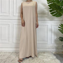 Modest Abaya Femme Elegant Sleeveless Muslim Dress Sizes S to 2XL