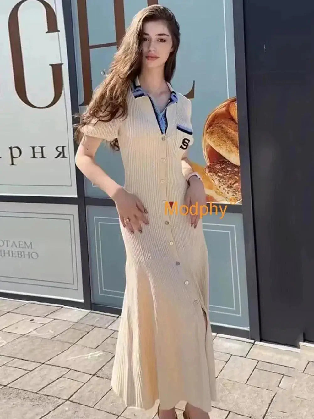 Modphy Slim Knit Dress Vintage Designer Autumn Glamour