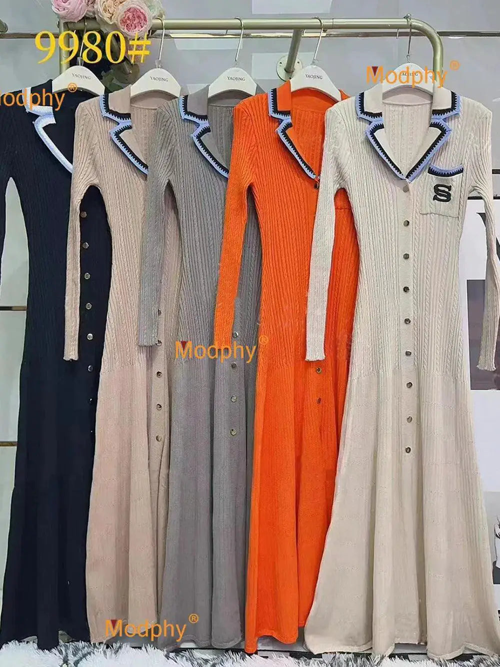 Modphy Slim Knit Dress Vintage Designer Autumn Glamour