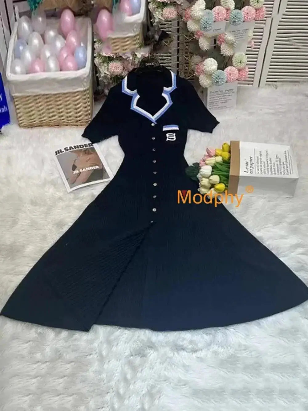 Modphy Slim Knit Dress Vintage Designer Autumn Glamour