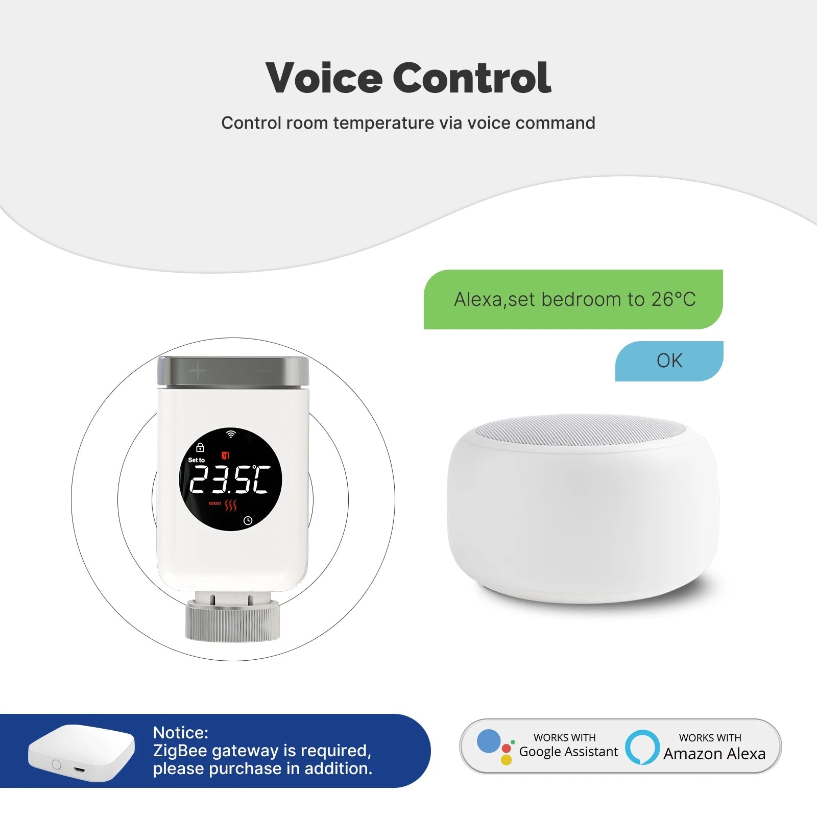 MOES Tuya Smart WiFi ZigBee Thermostatic Radiator Valve TRV - App Remote Control
