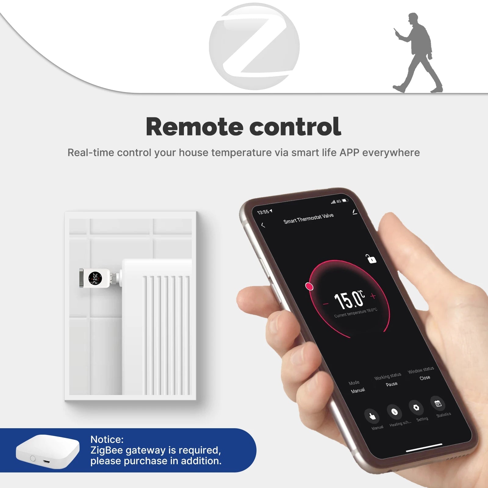 MOES Tuya Smart WiFi ZigBee Thermostatic Radiator Valve TRV - App Remote Control