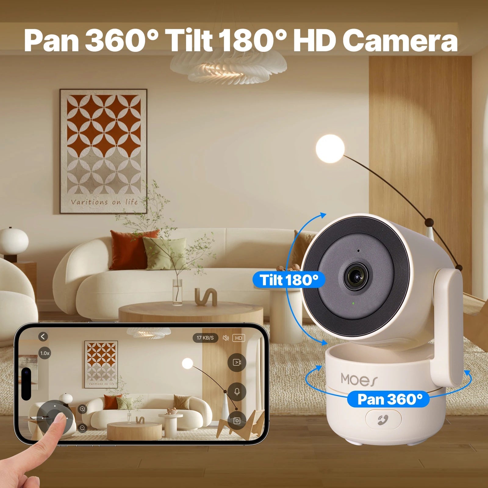 MOES Tuya WiFi Indoor Pan/Tilt Camera - 4MP HD Night Vision Panoramic Patrol Pro