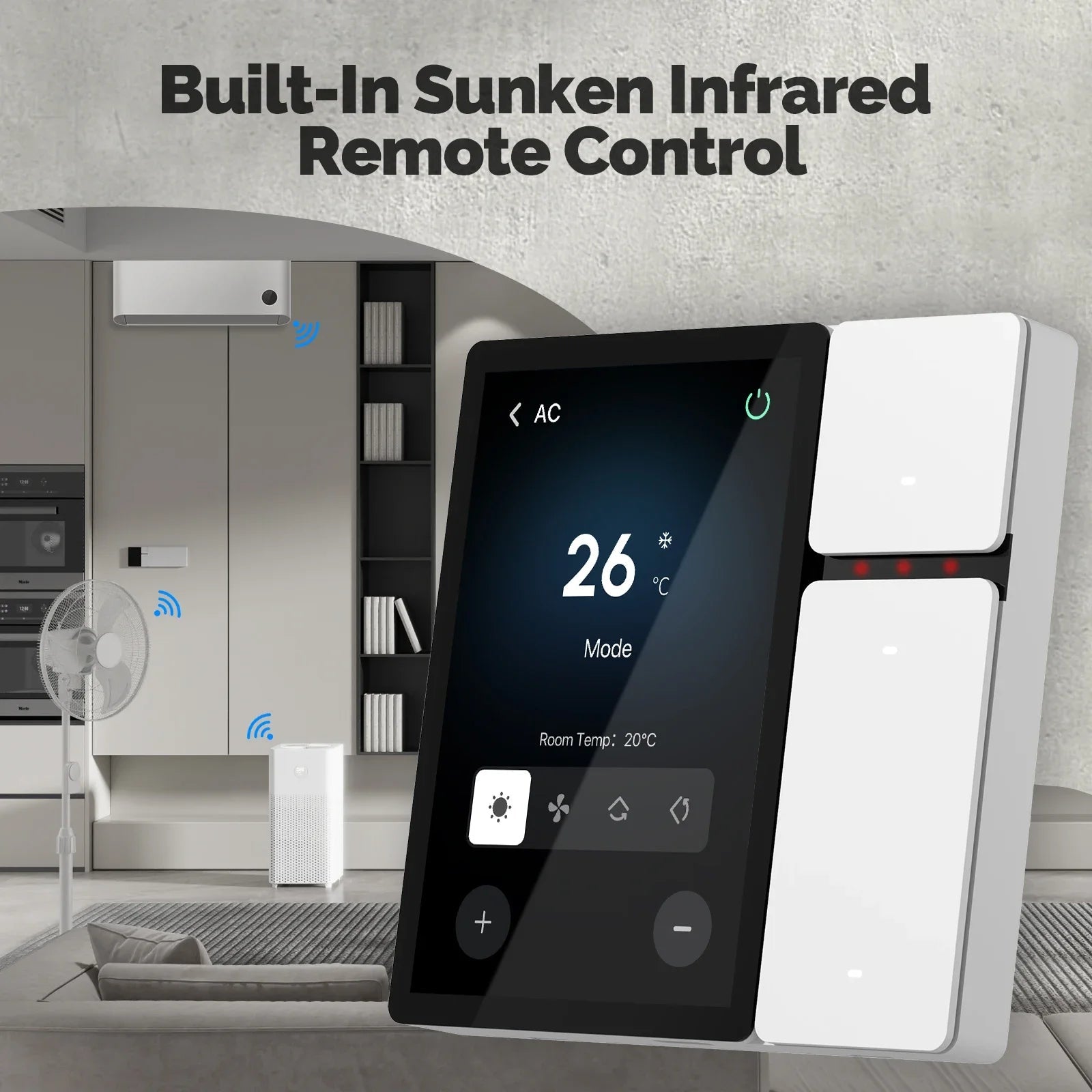 MOES Tuya WiFi Smart Control Panel - 3.5in. Touch Screen 3 Relays And IR Remote.
