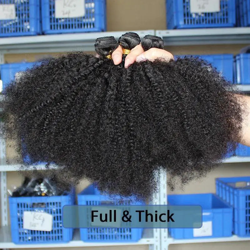 Mongolian Afro Kinky Curly Hair Bundle Set Virgin Extensions