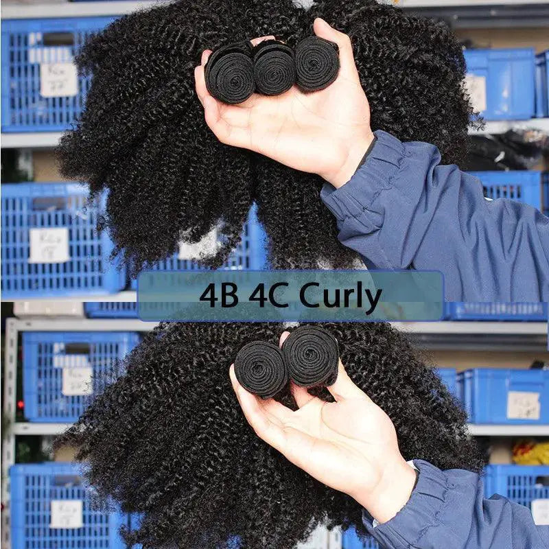Mongolian Afro Kinky Curly Hair Bundle Set Virgin Extensions