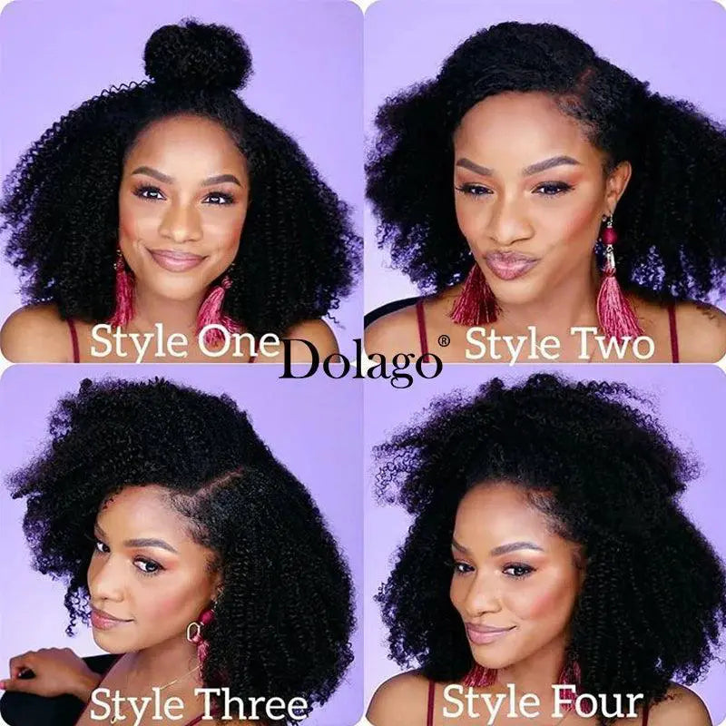 Mongolian Afro Kinky Curly Hair Bundle Set Virgin Extensions
