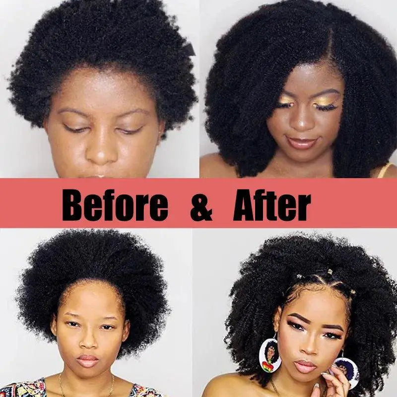 Mongolian Afro Kinky Curly Hair Bundle Set Virgin Extensions