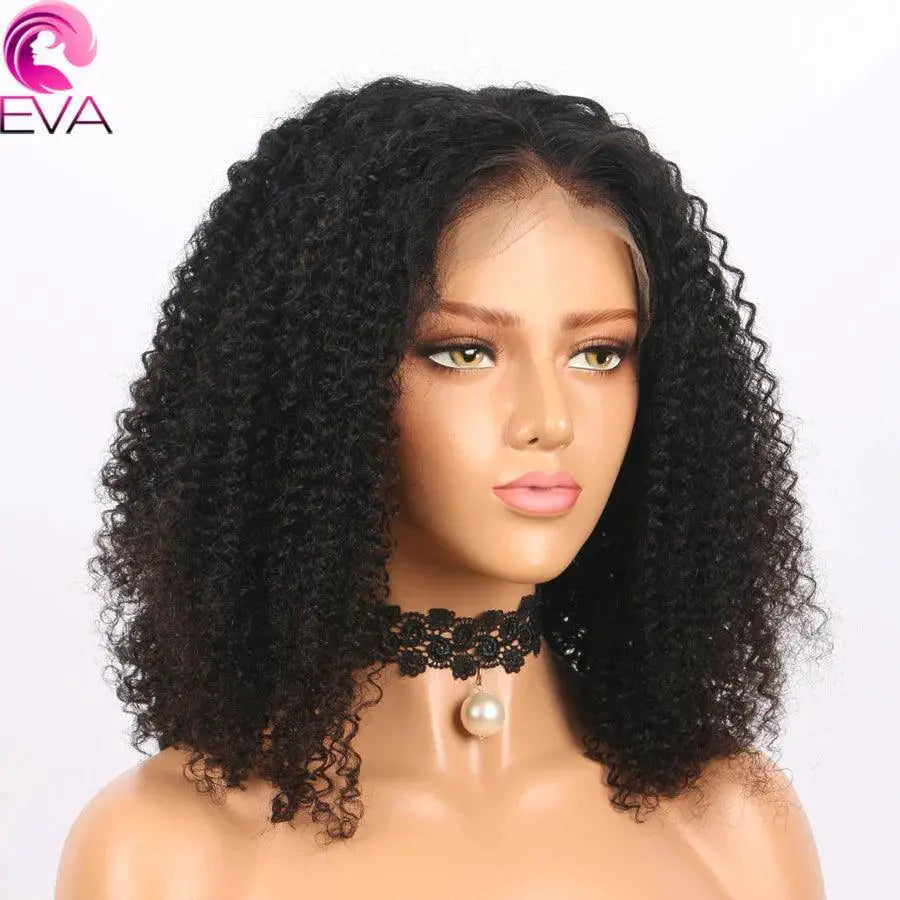 Mongolian Afro Kinky Curly HD Lace Front Wig Remy Hair