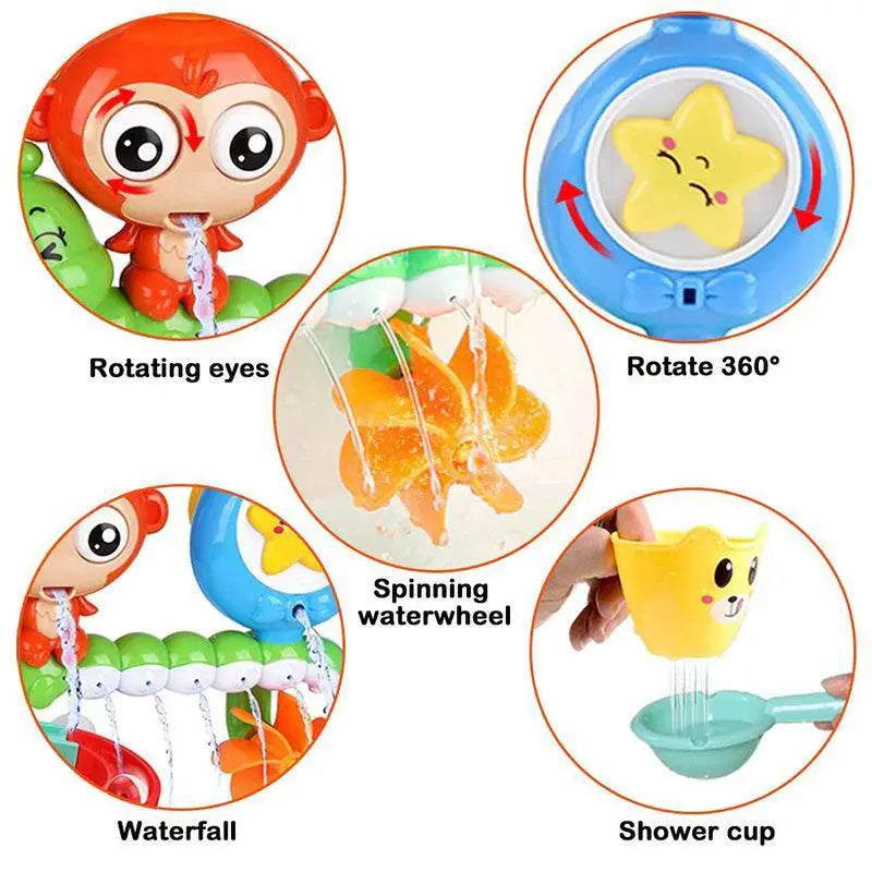 Monkey Caterpillar Bath Toy Interactive Water Games Fun