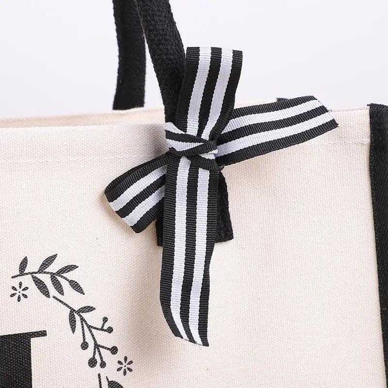 Monogram Canvas Tote Bag A Large Capacity Personalized Beach Gift Idea
